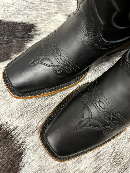 Corral Women's Black Leather Embroidered Square Toe Cowgirl Boots Z5167-Painted Cowgirl Western Store