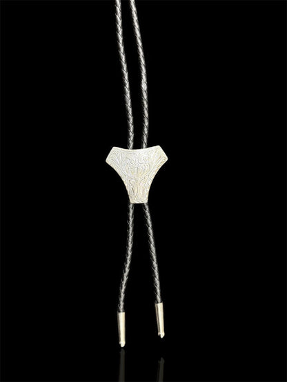 Crumrine Silver Triangle Western Scroll Black Bolo Tie C10856 22150-Painted Cowgirl Western Store