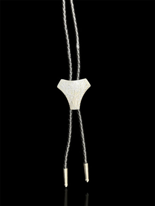 Crumrine Silver Triangle Western Scroll Black Bolo Tie C10856 22150-Painted Cowgirl Western Store
