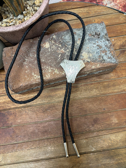 Crumrine Silver Triangle Western Scroll Black Bolo Tie C10856 22150-Painted Cowgirl Western Store
