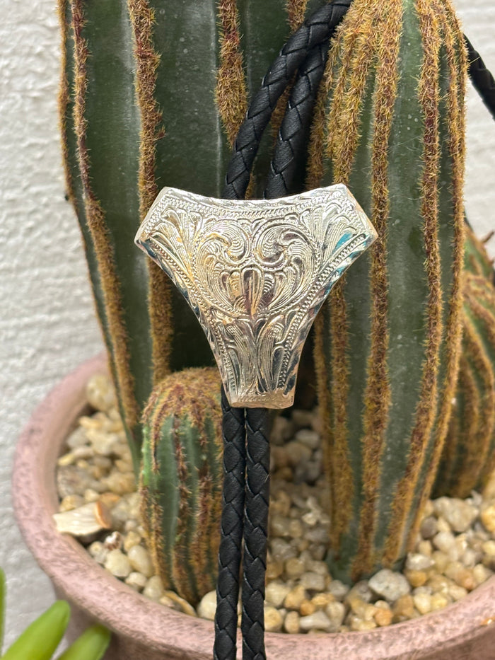 Crumrine Silver Triangle Western Scroll Black Bolo Tie C10856 22150-Painted Cowgirl Western Store