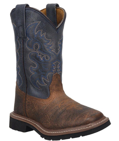 Dan Post Children/Youth Rust Brown & Blue Top Brantley Western Cowboy Boots DPC2938 DPC3938-Painted Cowgirl Western Store