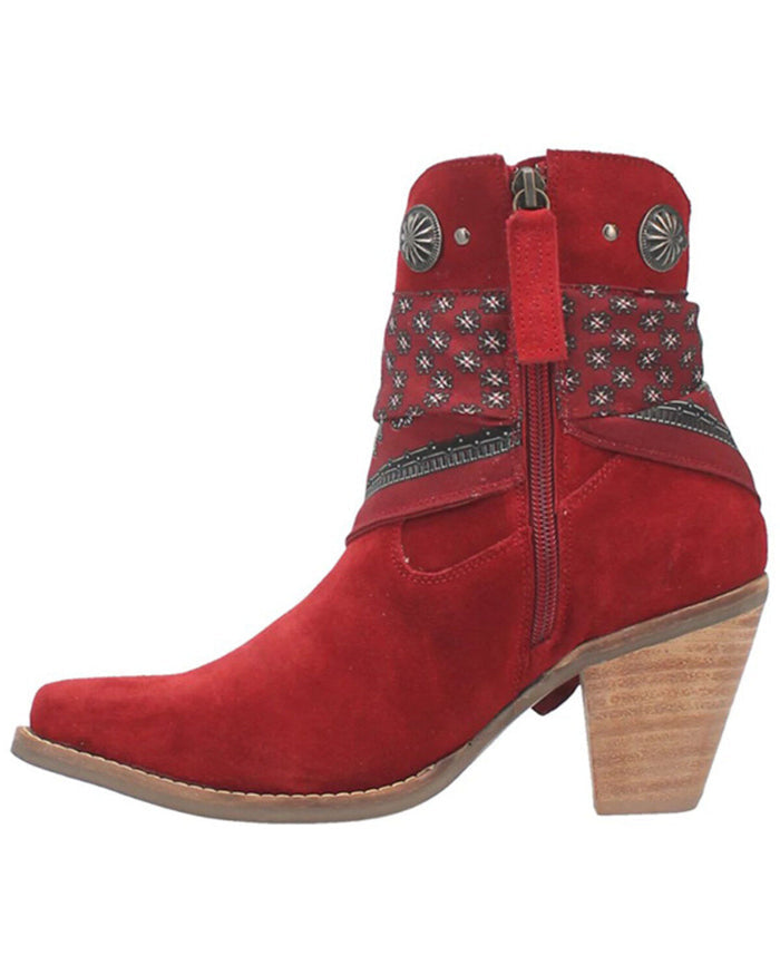 Dingo Women's Red Bandida Cowgirl Ankle Booties DI184-RED-Painted Cowgirl Western Store