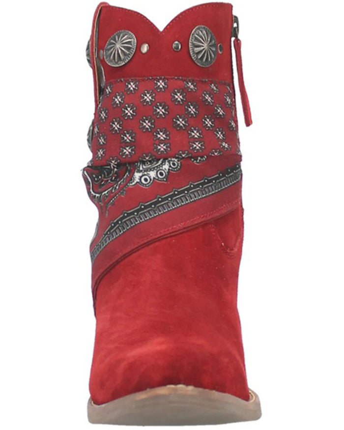 Dingo Women's Red Bandida Cowgirl Ankle Booties DI184-RED-Painted Cowgirl Western Store