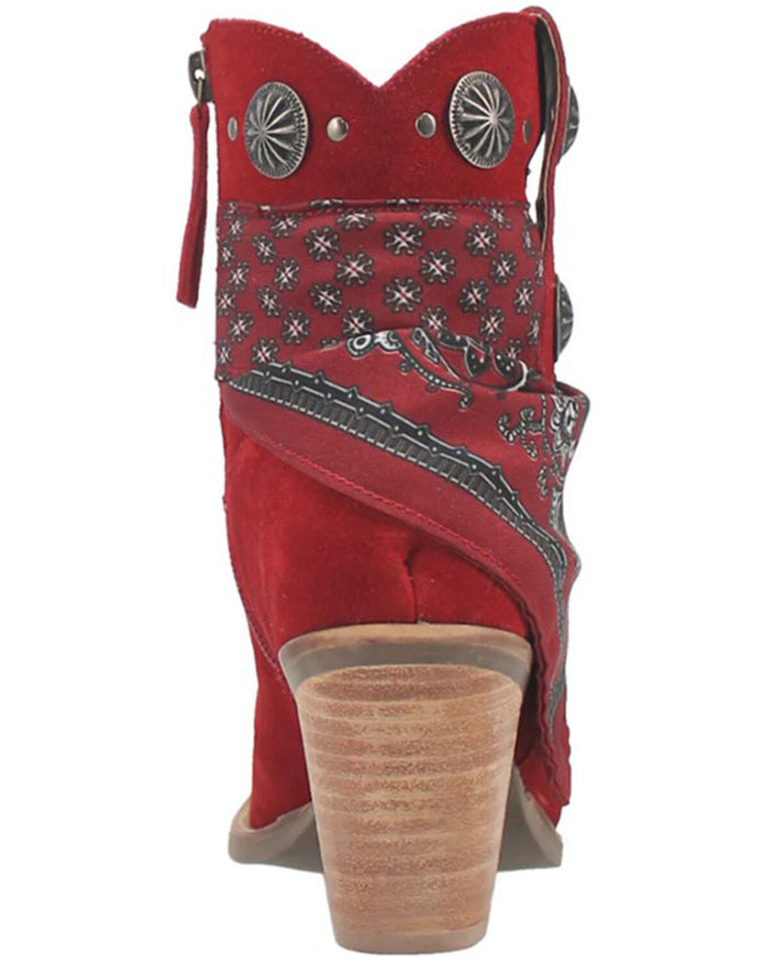 Dingo Women's Red Bandida Cowgirl Ankle Booties DI184-RED-Painted Cowgirl Western Store