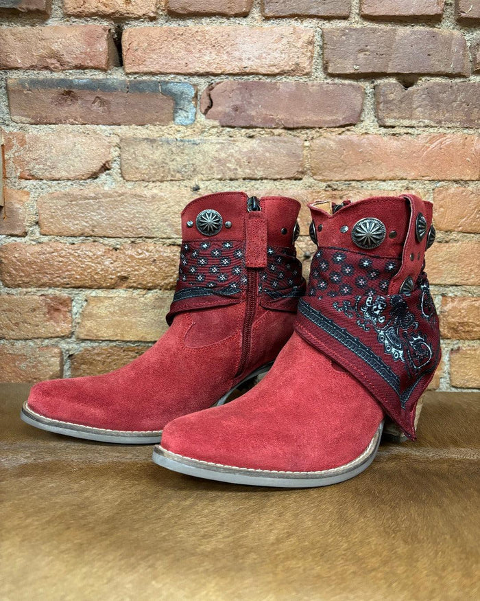 Dingo Women's Red Bandida Cowgirl Ankle Booties DI184-RED-Painted Cowgirl Western Store