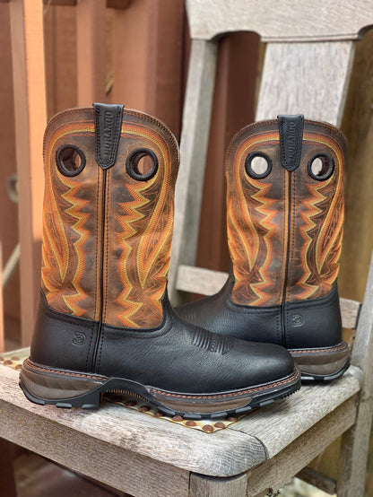 Durango Men's Maverick Onyx Black & Dark Brown Square Toe Western Work Boots DDB0402-Painted Cowgirl Western Store