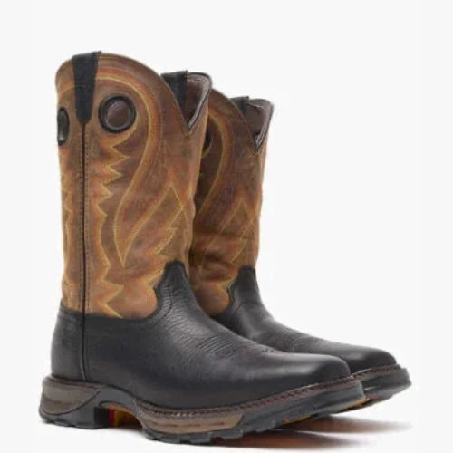 Durango Men's Maverick Onyx Black & Dark Brown Square Toe Western Work Boots DDB0402-Painted Cowgirl Western Store