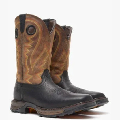 Durango Men's Maverick Onyx Black & Dark Brown Square Toe Western Work Boots DDB0402-Painted Cowgirl Western Store
