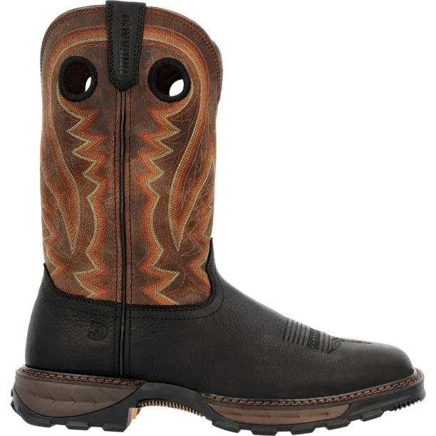 Durango Men's Maverick Onyx Black & Dark Brown Square Toe Western Work Boots DDB0402-Painted Cowgirl Western Store