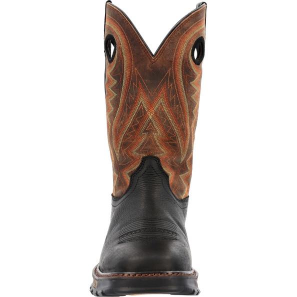 Durango Men's Maverick Onyx Black & Dark Brown Square Toe Western Work Boots DDB0402