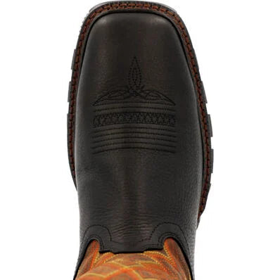 Durango Men's Maverick Onyx Black & Dark Brown Square Toe Western Work Boots DDB0402-Painted Cowgirl Western Store
