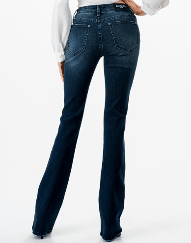 Grace in LA Easy Fit Women's Dark Wash Distressed Bootcut Jeans EB9568
