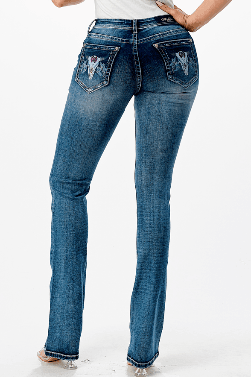 Grace in LA Women's Easy Fit Steerhead Boot Cut Jeans EB61767