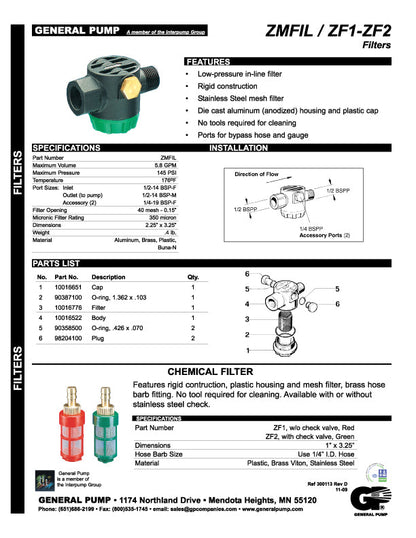 GREEN CAP WATER FILTER 1/2" FPT X 1/2" MPT (1731)
