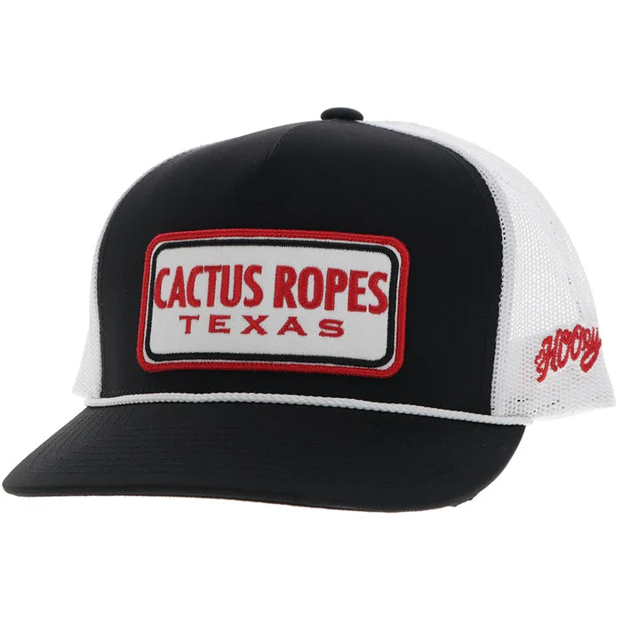 Hooey Cactus Ropes Black & White w/ Red Trucker Snapback Hat CR090-Painted Cowgirl Western Store