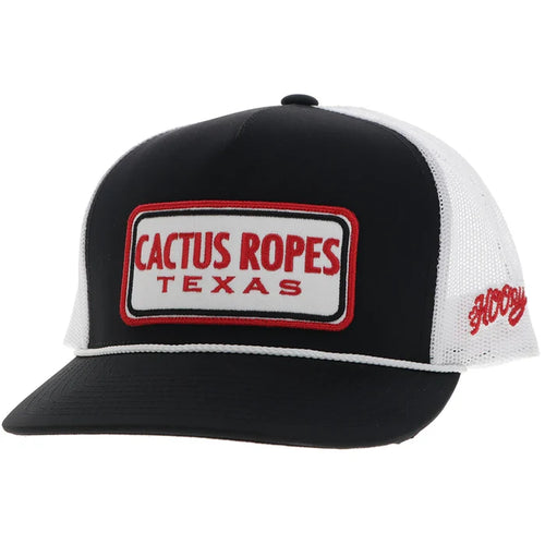 Hooey Cactus Ropes Black & White w/ Red Trucker Snapback Hat CR090-Painted Cowgirl Western Store
