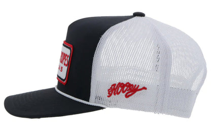 Hooey Cactus Ropes Black & White w/ Red Trucker Snapback Hat CR090-Painted Cowgirl Western Store
