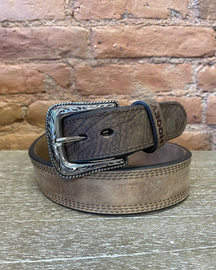 Hooey Gibson Tan and Brown Tapered Stitch Accent Leather Belt HMBLT018-Painted Cowgirl Western Store