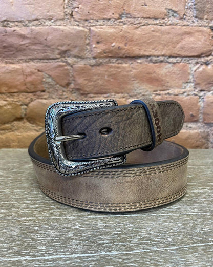Hooey Gibson Tan and Brown Tapered Stitch Accent Leather Belt HMBLT018-Painted Cowgirl Western Store