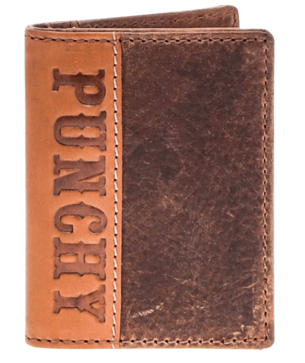 Hooey Men's "Punchy Classic" Brown/Tan Leather Bifold Money Clip PMC001-BRTN