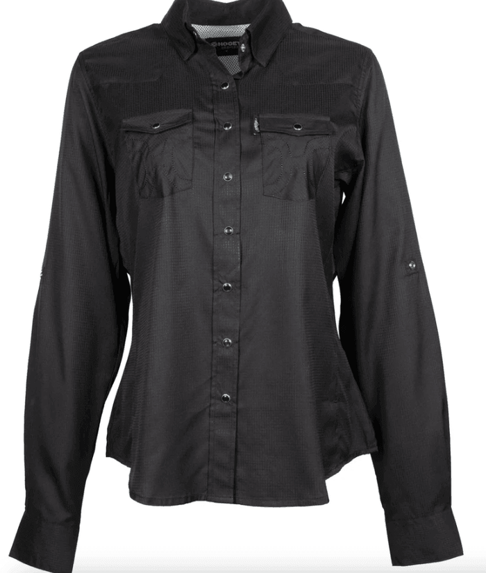 Hooey Women’s Sol Black Pearl Snap Long Sleeve Western Shirt 40 UPF  HT1613BK