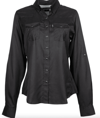 Hooey Women’s Sol Black Pearl Snap Long Sleeve Western Shirt 40 UPF  HT1613BK