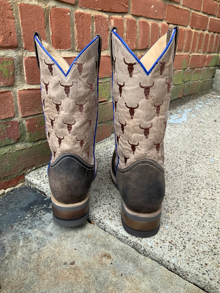 Roper Boy's Brown Steer Head Square Toe Cowboy Boots 7023-8402-Painted Cowgirl Western Store