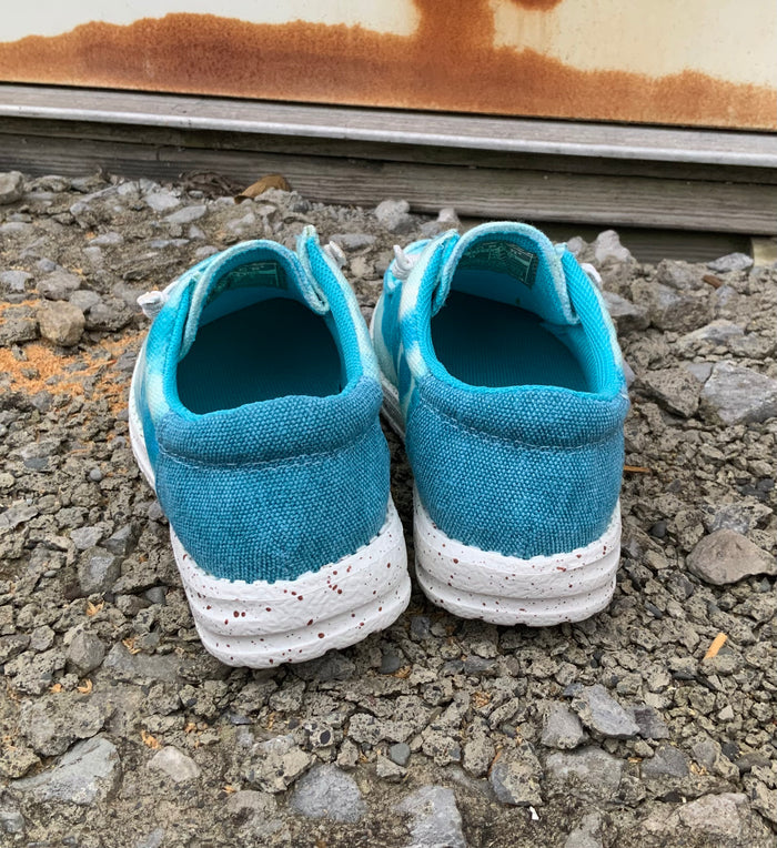 Roper Children/Youth Eva Moc Blue Tie Dye Canvas Slip On Laced Shoe 1793-3011-Painted Cowgirl Western Store