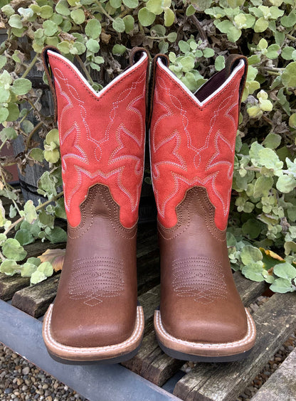 Roper Children's Dark Tan Leather & Red Top Western Cowboy Boot 0911-2940-Painted Cowgirl Western Store