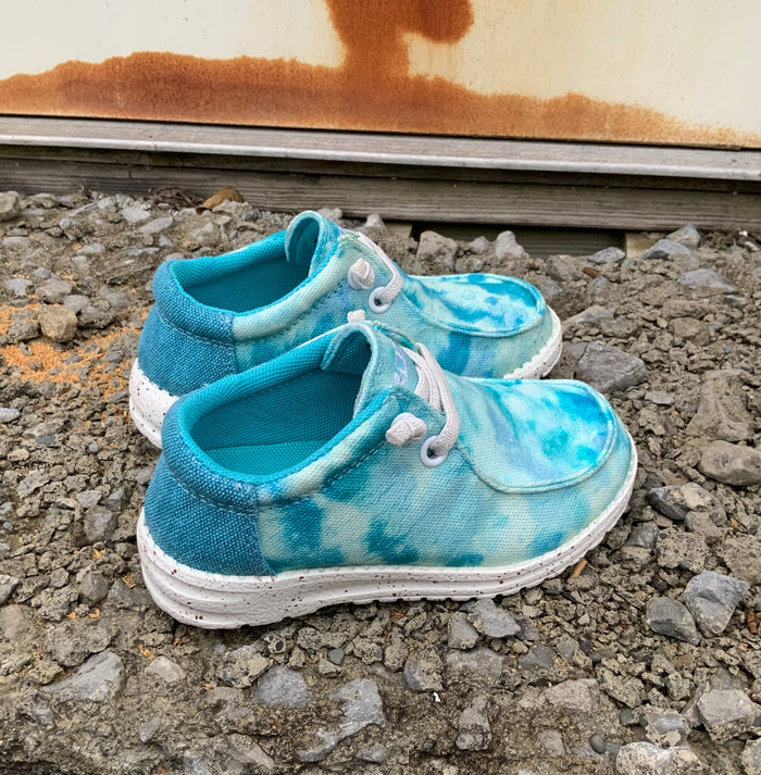 Roper Children/Youth Eva Moc Blue Tie Dye Canvas Slip On Laced Shoe 1793-3011-Painted Cowgirl Western Store