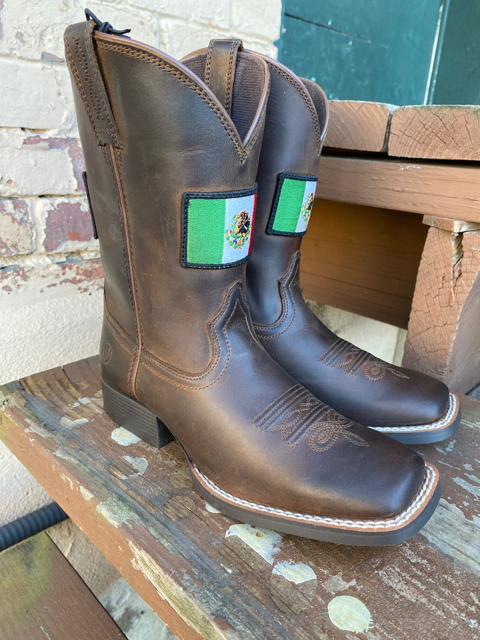 Ariat Children's/Youth Orgullo Mexicano II Square Toe Mexican Flag Cowboy Boots 10039908-Painted Cowgirl Western Store