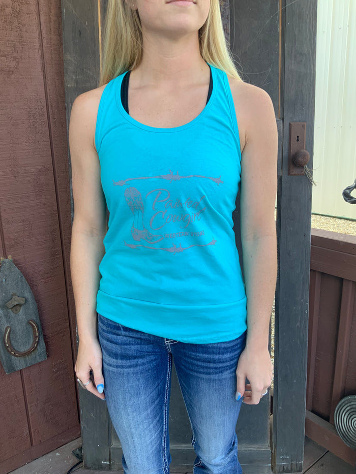 Painted Cowgirl Western Store Tahiti Blue Logo Tank Top PCTTB-Painted Cowgirl Western Store