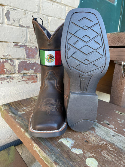Ariat Children's/Youth Orgullo Mexicano II Square Toe Mexican Flag Cowboy Boots 10039908-Painted Cowgirl Western Store