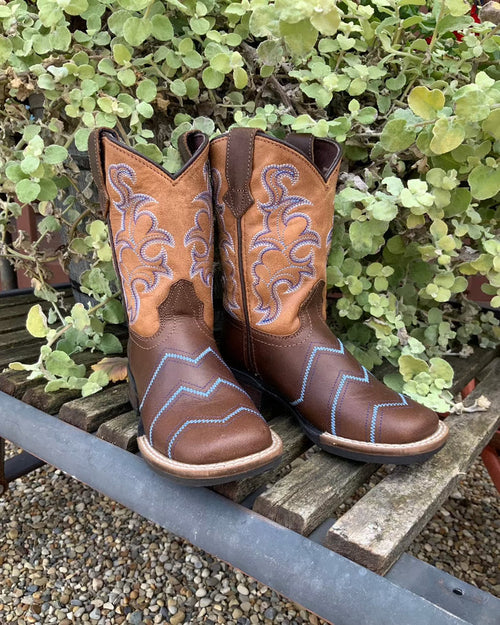 Roper Children & Youth Boy's Monterey Blue Chevron Cowboy Boots 0912-2936-Painted Cowgirl Western Store