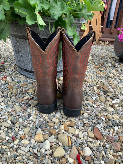 Ariat Children's/Youth Quickdraw Brown Leather Square Toe Western Cowboy Boot 10004853-Painted Cowgirl Western Store