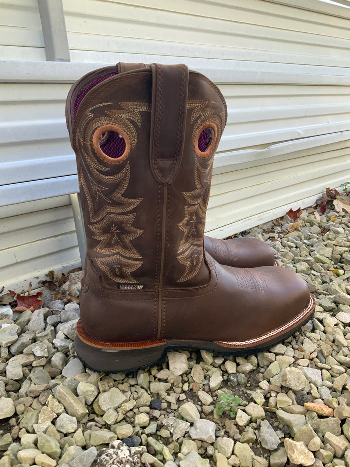 Rocky Women's Rosemary Brown Waterproof Composite Toe Western Work Boots RKW0403-Painted Cowgirl Western Store