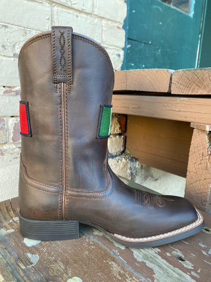 Ariat Children's/Youth Orgullo Mexicano II Square Toe Mexican Flag Cowboy Boots 10039908-Painted Cowgirl Western Store