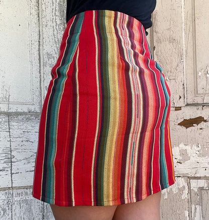 Rhonda Stark Women's Red Serape 4-Button Skirt 501-SRD-Painted Cowgirl Western Store