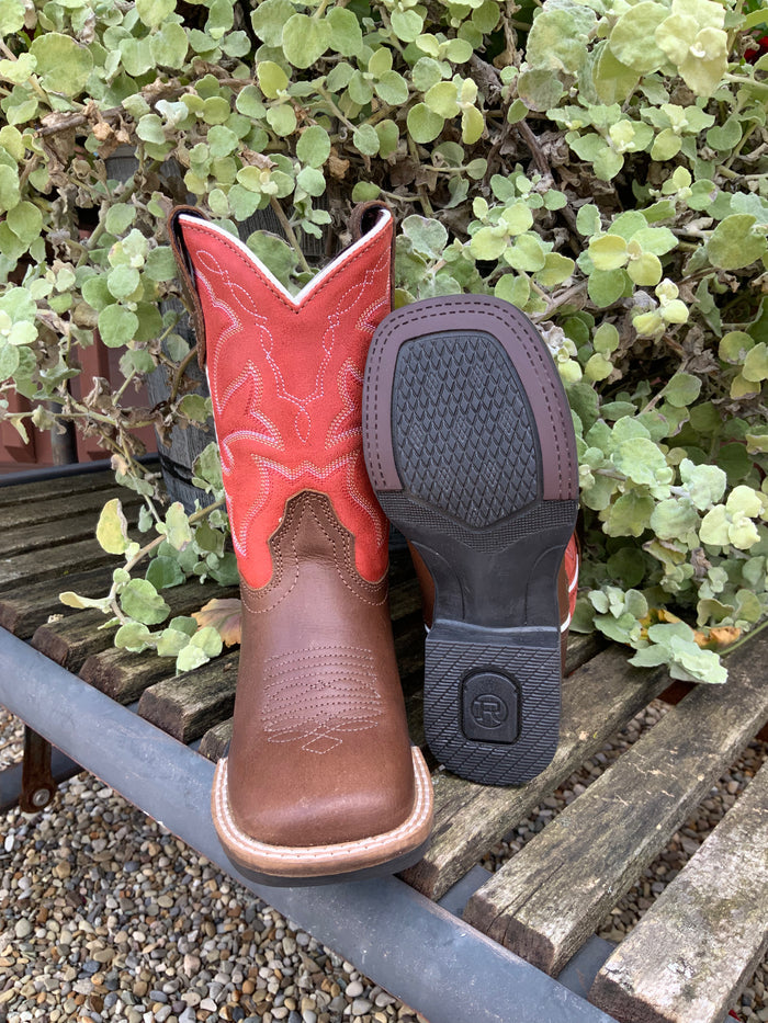 Roper Children's Dark Tan Leather & Red Top Western Cowboy Boot 0911-2940-Painted Cowgirl Western Store