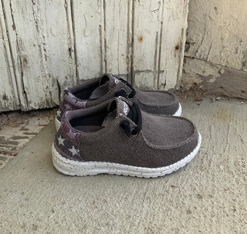 Roper Children/Youth Hang Loose Brown Canvas Slip On Laced Shoe 1793-2981-Painted Cowgirl Western Store