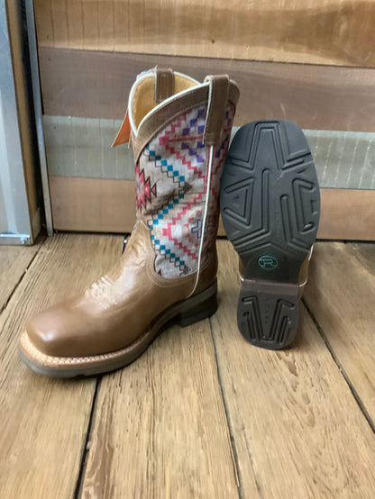Roper Children/Youth Beige Burnished Brown Native Design Square Toe Western Boot 7023-8454-Painted Cowgirl Western Store