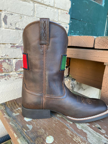 Ariat Children's/Youth Orgullo Mexicano II Square Toe Mexican Flag Cowboy Boots 10039908-Painted Cowgirl Western Store