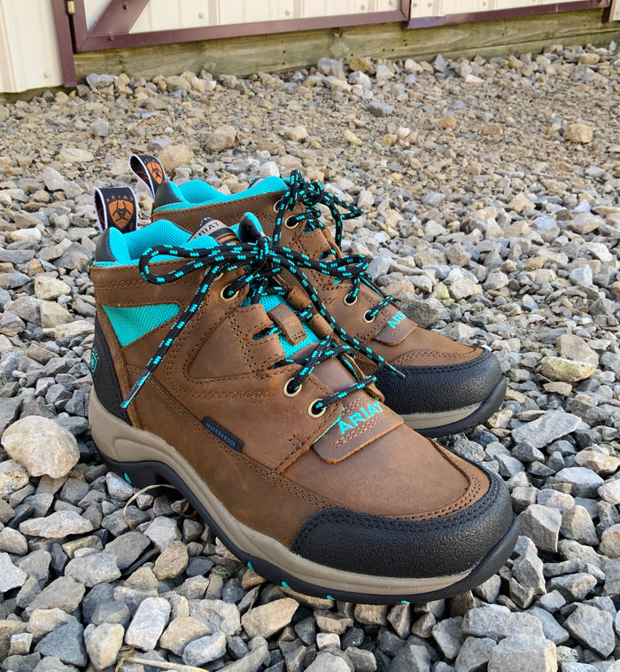 Ariat Women's Terrain H2O Waterproof Weathered Brown & Turquoise Lace Up Shoe 10042538-Painted Cowgirl Western Store