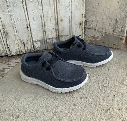 Roper Children/Youth Hang Loose Black Canvas Slip On Laced Shoe 1793-2966-Painted Cowgirl Western Store