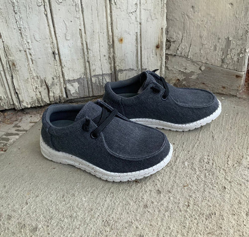 Roper Children/Youth Hang Loose Black Canvas Slip On Laced Shoe 1793-2966-Painted Cowgirl Western Store