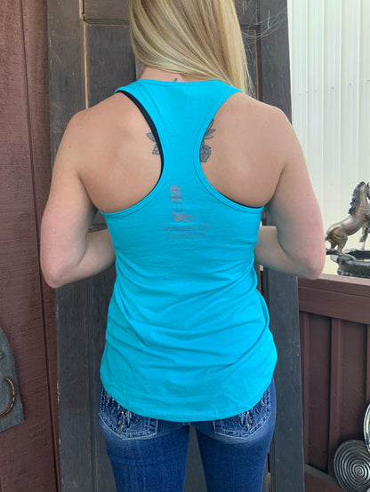 Painted Cowgirl Western Store Tahiti Blue Logo Tank Top PCTTB-Painted Cowgirl Western Store