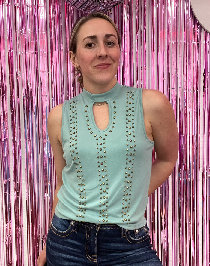Rock & Roll Cowgirl Women's Turquoise Tank Top RRWT20R0Z9LT-Painted Cowgirl Western Store