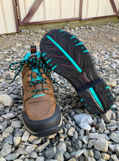 Ariat Women's Terrain H2O Waterproof Weathered Brown & Turquoise Lace Up Shoe 10042538-Painted Cowgirl Western Store