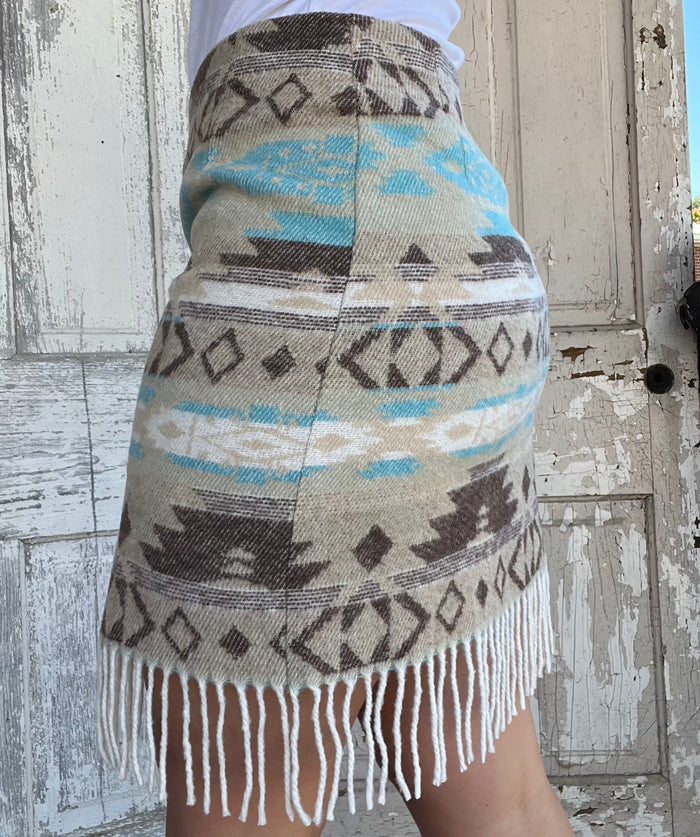 Rhonda Stark Women's Sonora Wool 4-Button Skirt with Fringe 501-SOF-Painted Cowgirl Western Store